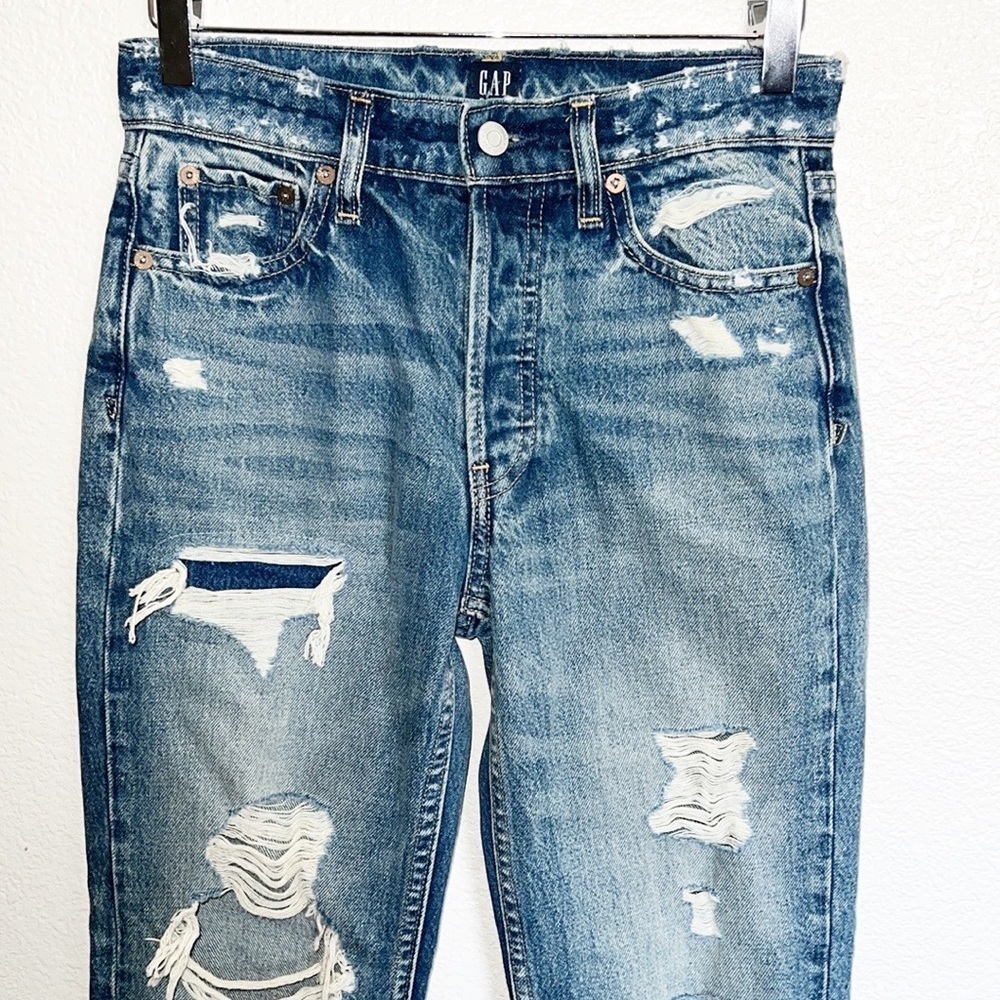 Gap Denim Cheeky Straight Destressed Destroyed Button Fly Jeans - Picture 2 of 13